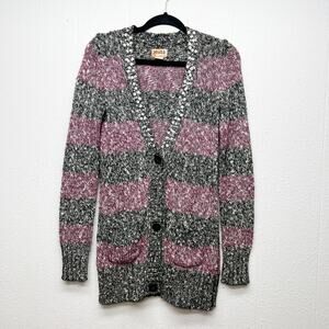 Mudd Y2K Fairy Cardigan Sweater Small Sequin Preppy Grunge Romantic Whimsigoth